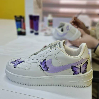 کفش اسپرت کاستوم کتانی ایرفورس air force طرح Purple Butterfly نایک nike کد 141613