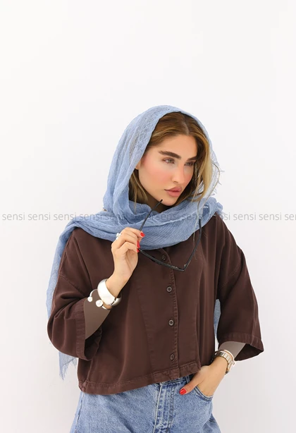 شومیز زنانه کتان سیلک باکسی کد1006059