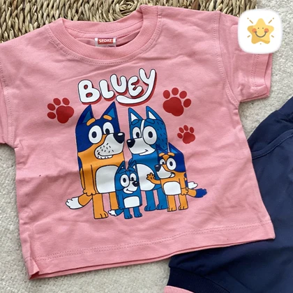 تیشرت شلوارک پنبه دخترانه مدل BLUEY مناسب 1 تا 6 سال جنس فوق العاده