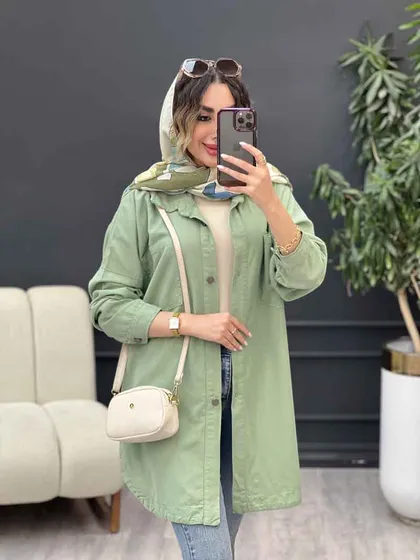 مانتو کتان دو جیب پرناز
