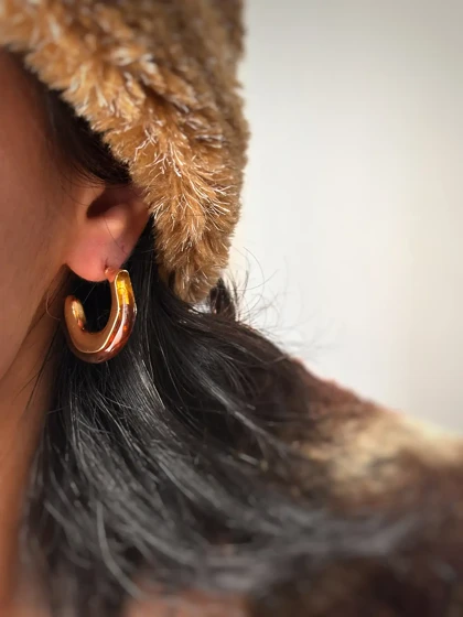 گوشواره رزینی نیم دایره پاییزی