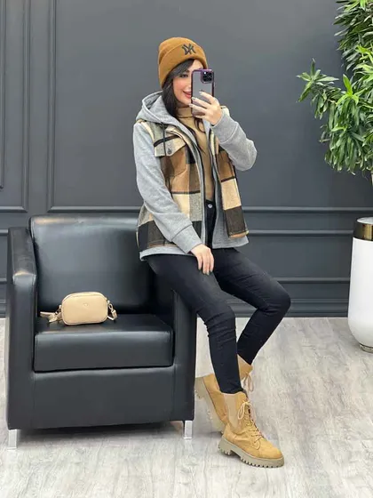 شکت چهارخونه ترکیبی دو جیب پاکتی