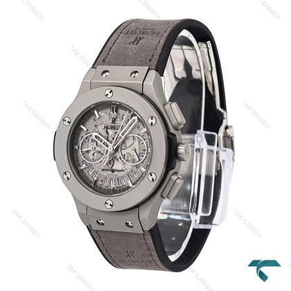 ساعت هابلوت زنانه سه موتوره طوسی صفحه اسکلتون Hublot-6419-L