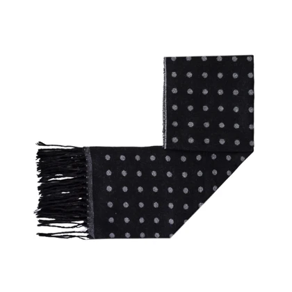 شال گردن طرح خال‌خالی مشکی و طوسی