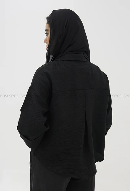 شومیز زنانه لینن شانتون آستین پاکتی کد1006085