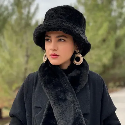 کلاه و شال گردن فرحی دخترانه و زنانه مشکی