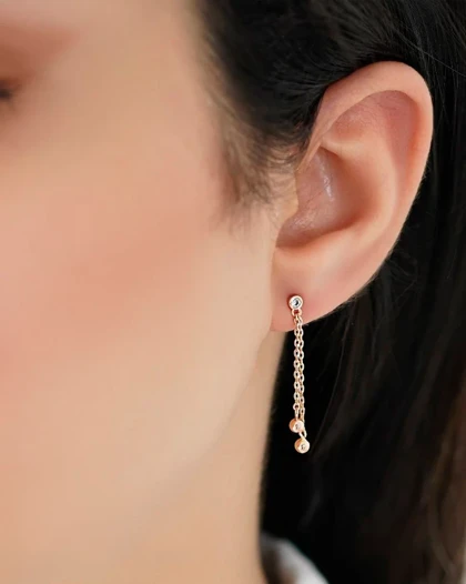 گوشواره میخی آویز دو گوی ژوپینگ