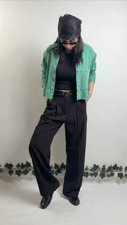 کت کراپ زارا سبز گلدوزی