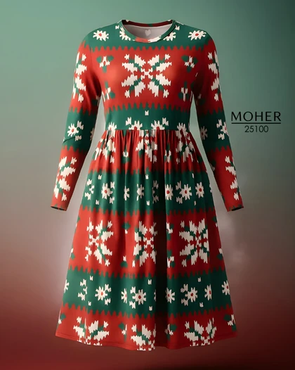 پیراهن کریسمسی زنانه سایز بزرگ