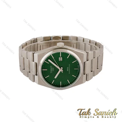 ساعت تیسوت PRX مردانه نقره ای صفحه سبز Tissot-5143-G