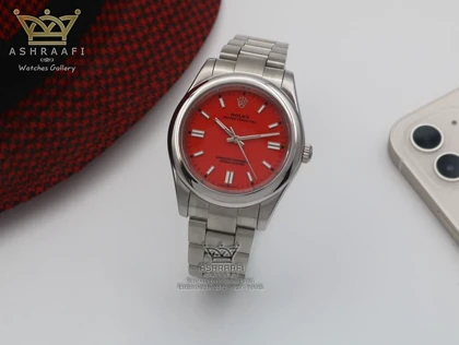 ساعت رولکس پرپچوآل صفحه قرمز Rolex Perpetual Coral red 01