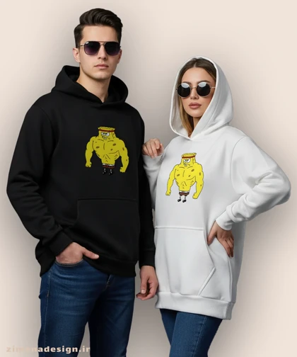 هودی مردانه و زنانه طرح باب اسفنجی بدنساز کد 1057
