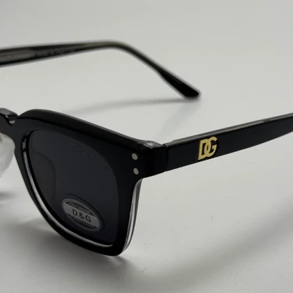 عینک آفتابی پلاریزه دولچه گابانا DOLCE GABBANA دسته سیم کشی شده لولا فنر مشکی کد 7707