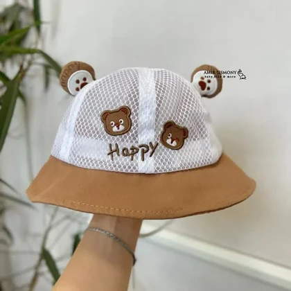 کلاه باکت نوزادی توری خرس HAPPY