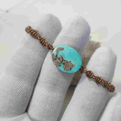 دستبند زنانه سنگ فیروزه نیشابور اصل کد 1