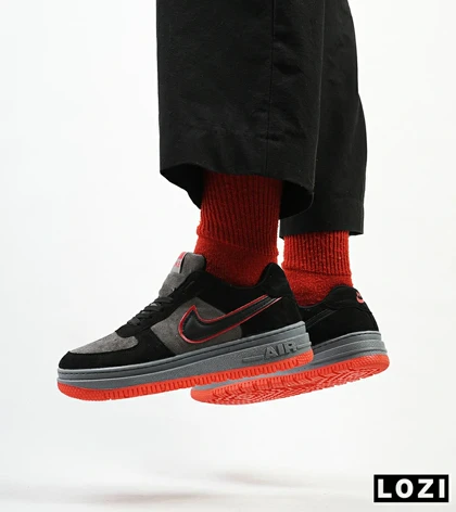 کفش کتانی بزرگ پا طوسی قرمز مشکی نایک NIKE AIR FORCE