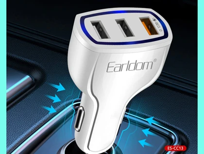 شارژر فندکی سه پورت یو اس بی 3.1 آمپر ارلدام ES-CC13