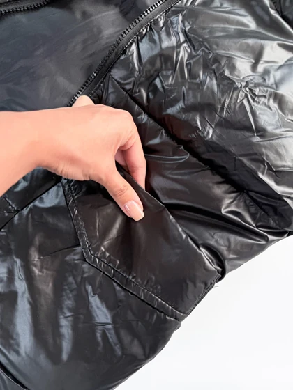 پافر زنانه ورنی ساده جیب‌دار