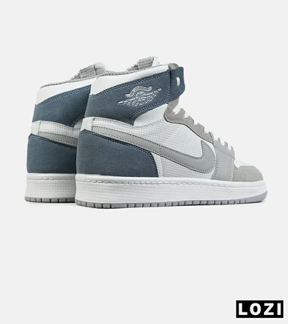 کفش کتانی ساق‌دار مردانه و زنانه سفید طوسی آبی NIKE jordan 1 مدل 8050