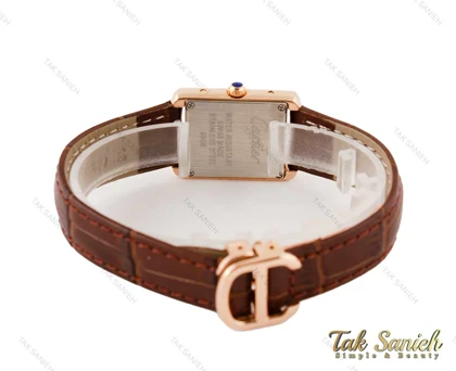 ساعت کارتیه تانک زنانه بند چرم رزگلد Cartier-3522-S-L