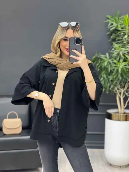 مانتو لینن جیب دکمه