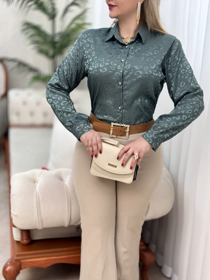 شومیز ساتن پلنگی 2865