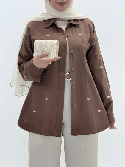 4295-مانتو کتان پاپیونی