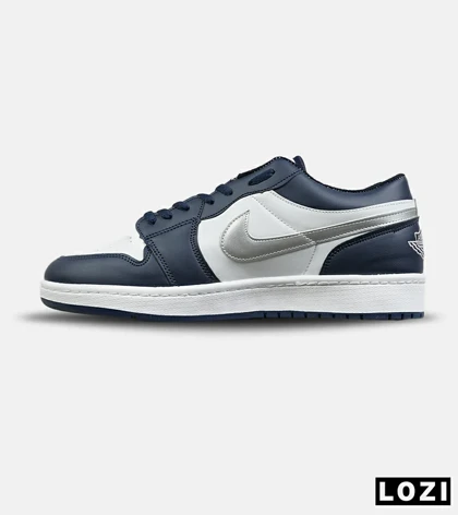 کفش کتانی مردانه و زنانه سفید سرمه ای طوسی 1 NIKE AIR JORDAN مدل 8466