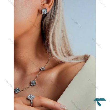 ست دستبند و گردنبند ونکلیف نقره ایی Set-8701-L