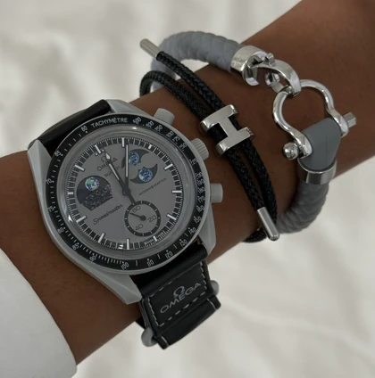 ساعت امگا سواچ مون شاین طوسی Omega Swatch to the Moonshine EarthPhase