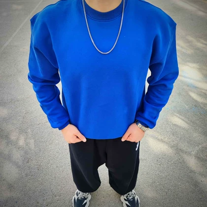 ست دورس کاپلی سه‌نخ پنبه خارخورده | مدل BASIC آبی و سفید برای زوج‌ها 💙🤍