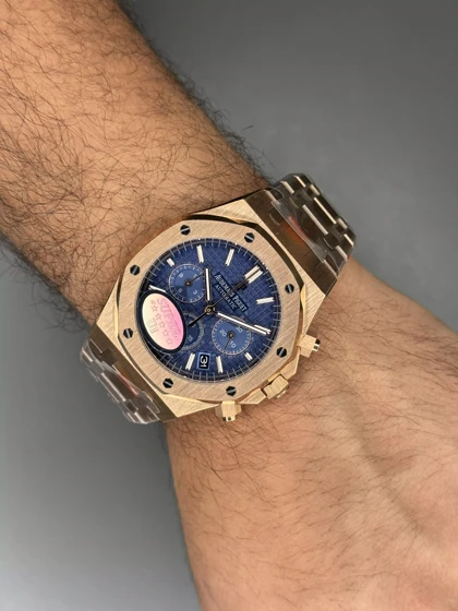 ساعت مچی اودمار پیگه کورنوگراف بند رزگلد صفحه سرمه ای Audemars Piguet