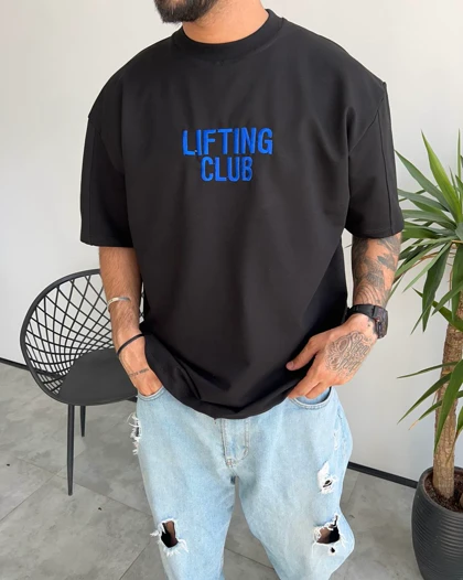 تیشرت یقه گرد گلدوزی LIFTING رنگ مشکی