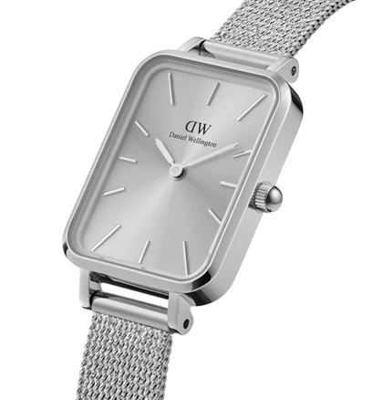 ساعت دنیل ولینگتون حصیری زنانه نقره ای صفحه مستطیل سیلور Daniel Wellington Silver