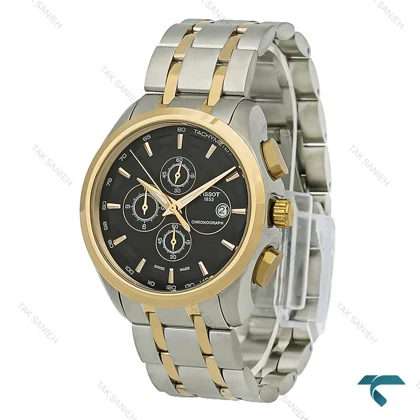 ساعت تیسوت 1853 مردانه سه موتوره دورنگ طلایی صفحه مشکی Tissot-8271-G