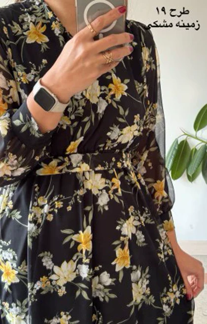 پیراهن حریر سرمه سری 18
