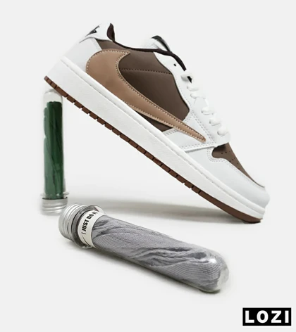 کفش کتانی مردانه سفید قهوه ای NIKE travis scott