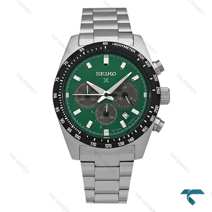 ساعت سیکو X مردانه سه موتوره کرنوگراف نقره ای صفحه سبز Seiko-8897-G