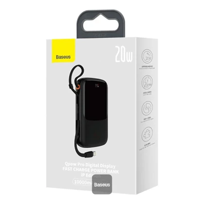 پاوربانک تایپ سی و یو اس بی 20 وات 10000 همراه با کابل لایتنینگ بیسوس PPQD060001