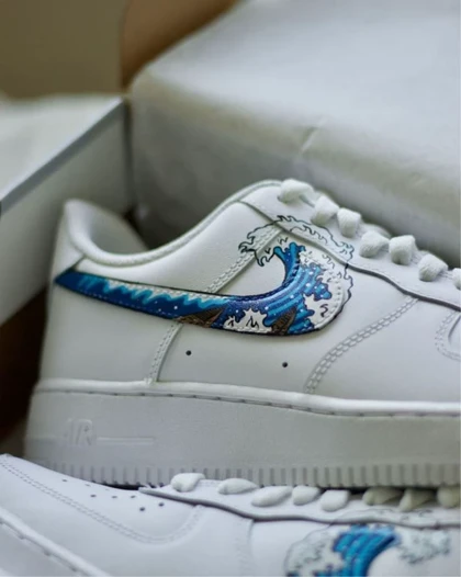 کفش اسپرت کاستوم کتانی با طرح موج کاناگاوا نایک nike ایرفورس air force کد 56648