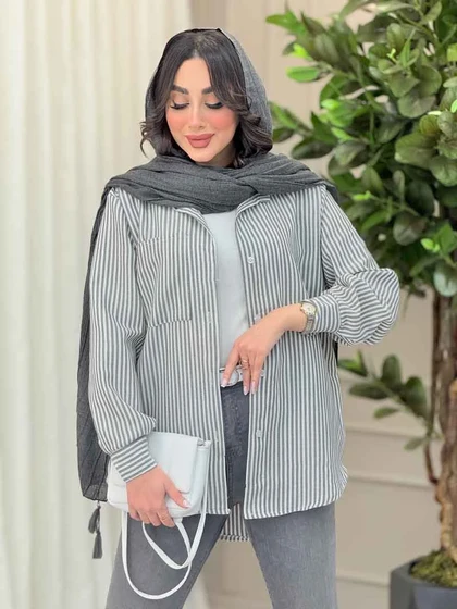 شومیز راه راه تک جیب