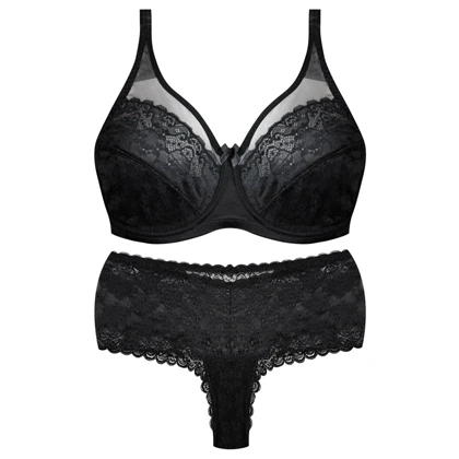 ست شورت و سوتین زنانه شاندرمن مدل فنردار گیپور گل‌دار کد 5080-2464-04