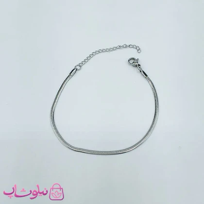 دستبند هرینگبون نقره ای رنگ مدل نرم عرض 2 میل کد 691
