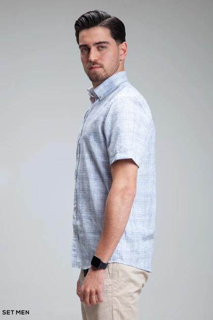 پیراهن مردانه آستین کوتاه لینن