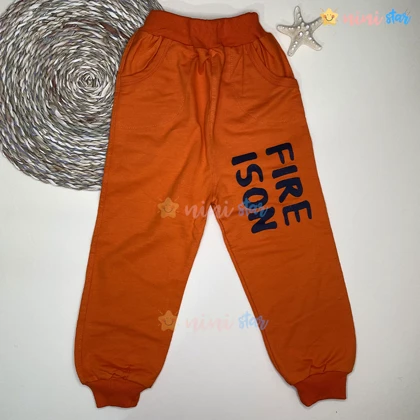 ست بلوز و شلوار پسرانه مدل FIRE IS ON نارنجی