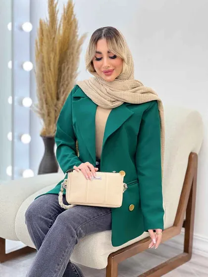 مانتو جیب نما دکمه طلایی