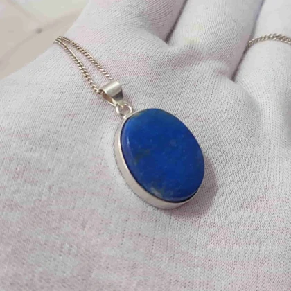 گردنبند نقره با سنگ لاجورد اصل افغانستان (بدون زنجیر)