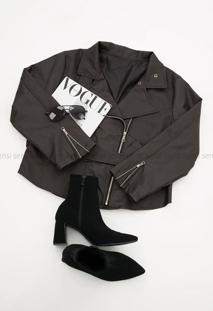 بایکر چرم یقه ایستاده کد1004884