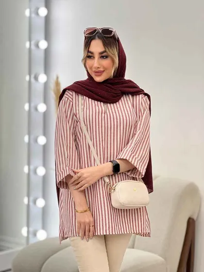مانتو راه راه لمه دار