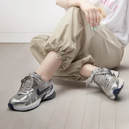 کتانی اسپرت نایک مدل V2k_نقره ای سرمه ای کد 2114